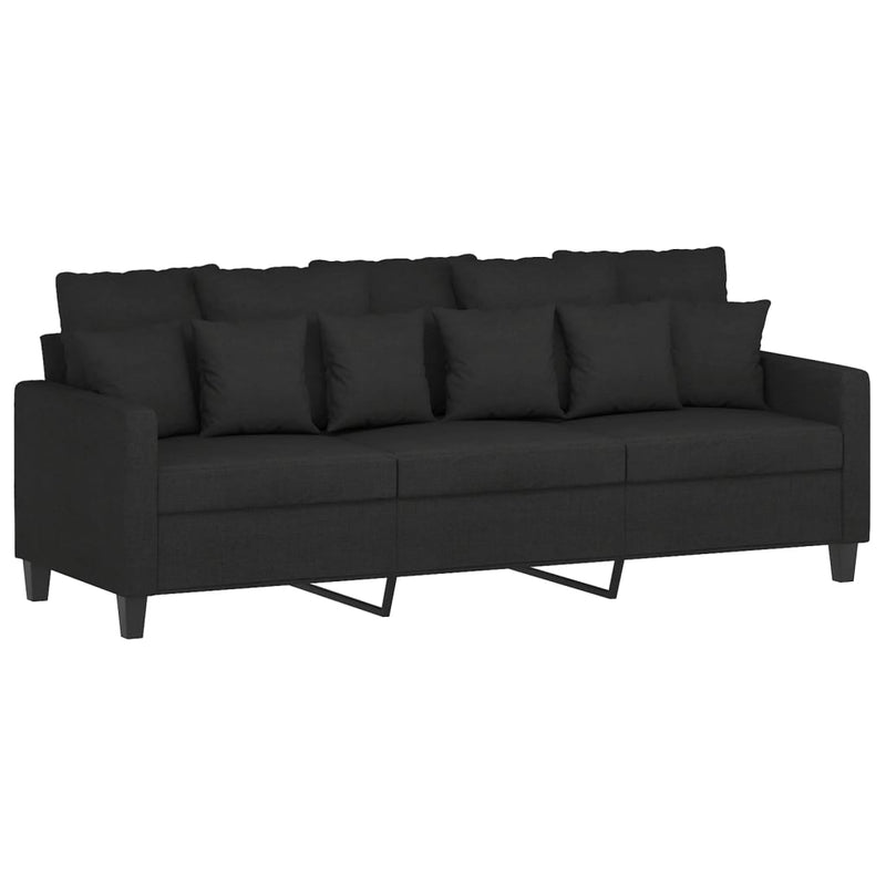 3-Seater Sofa Black 180 cm Fabric