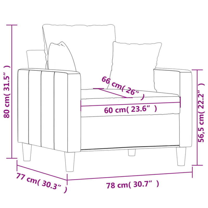 vidaXL Sofa Chair Black 60 cm Velvet