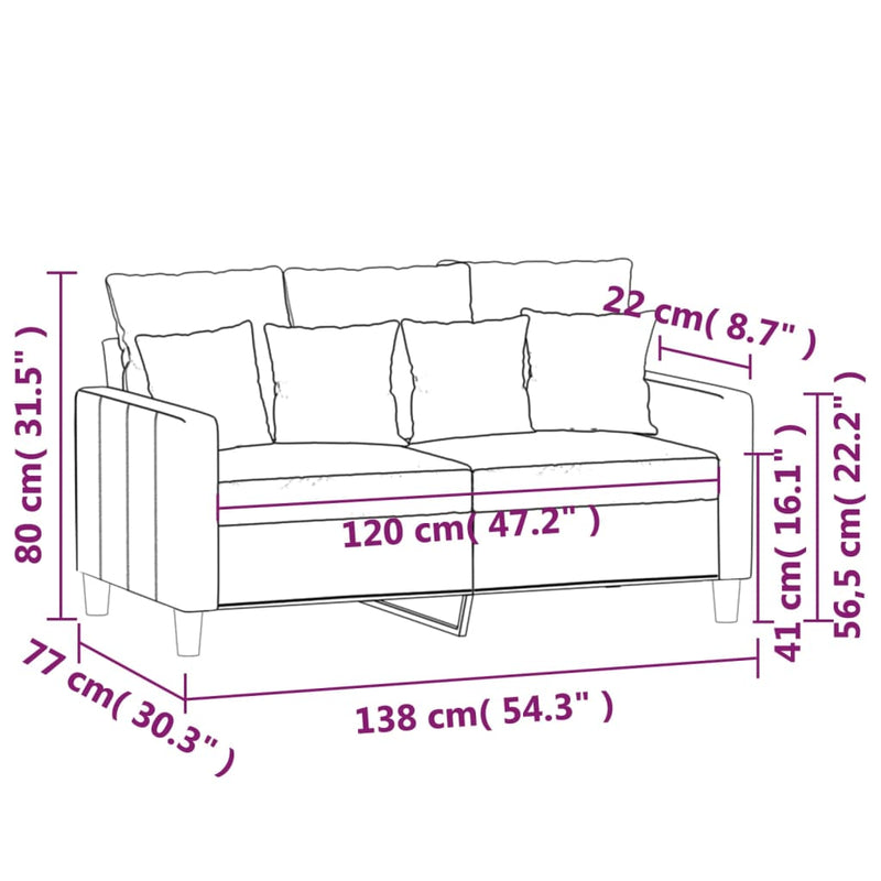 vidaXL 2-Seater Sofa Black 120 cm Velvet
