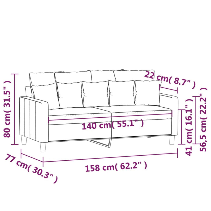 vidaXL 2-Seater Sofa Light Grey 140 cm Velvet