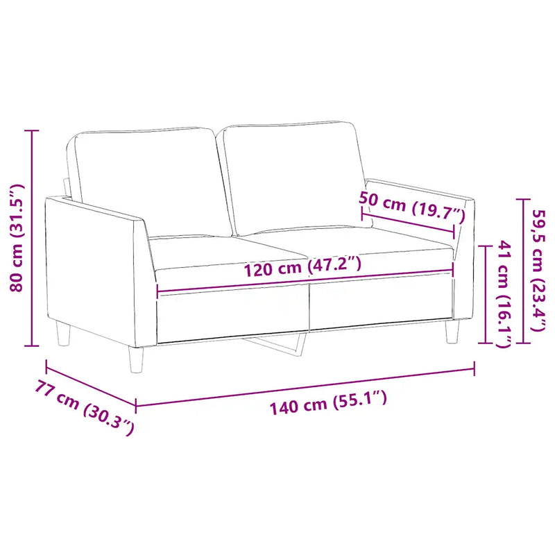 2-Seater Sofa Black 120 cm Faux Leather