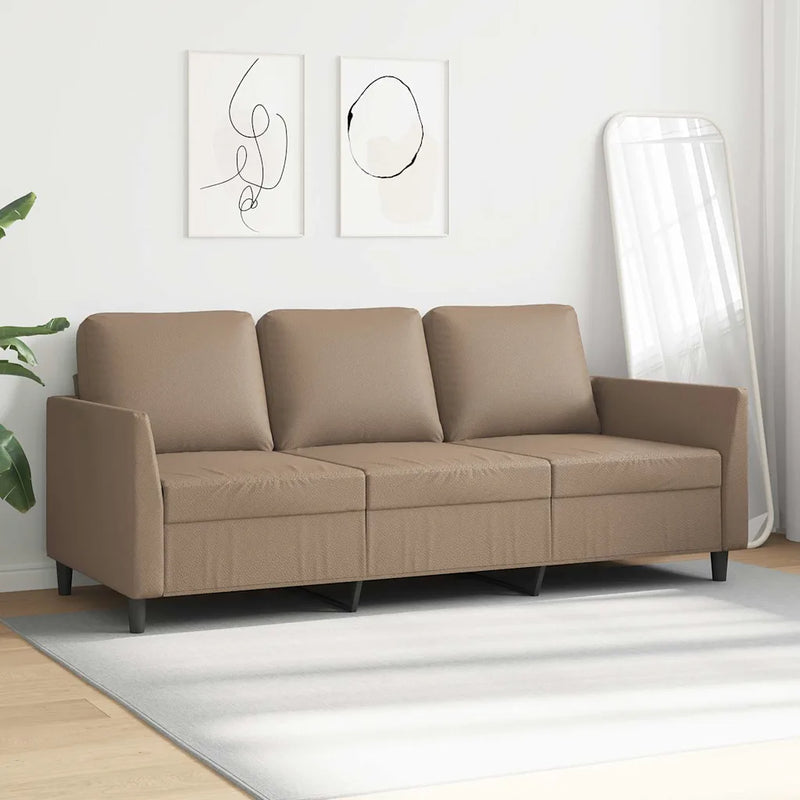 3-Seater Sofa Cappuccino 180 cm Faux Leather