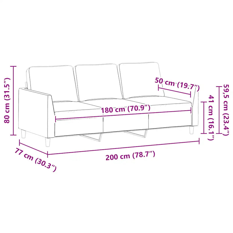 3-Seater Sofa Cappuccino 180 cm Faux Leather