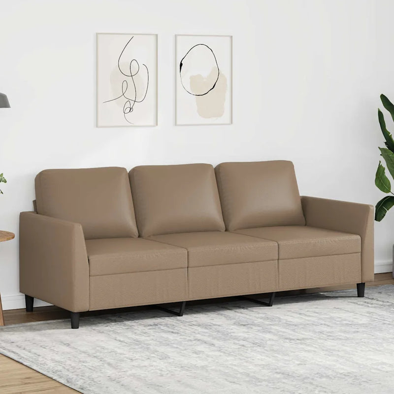 3-Seater Sofa Cappuccino 180 cm Faux Leather