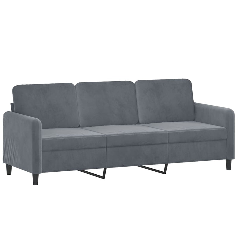 vidaXL 3-Seater Sofa Dark Grey Velvet 180 cm