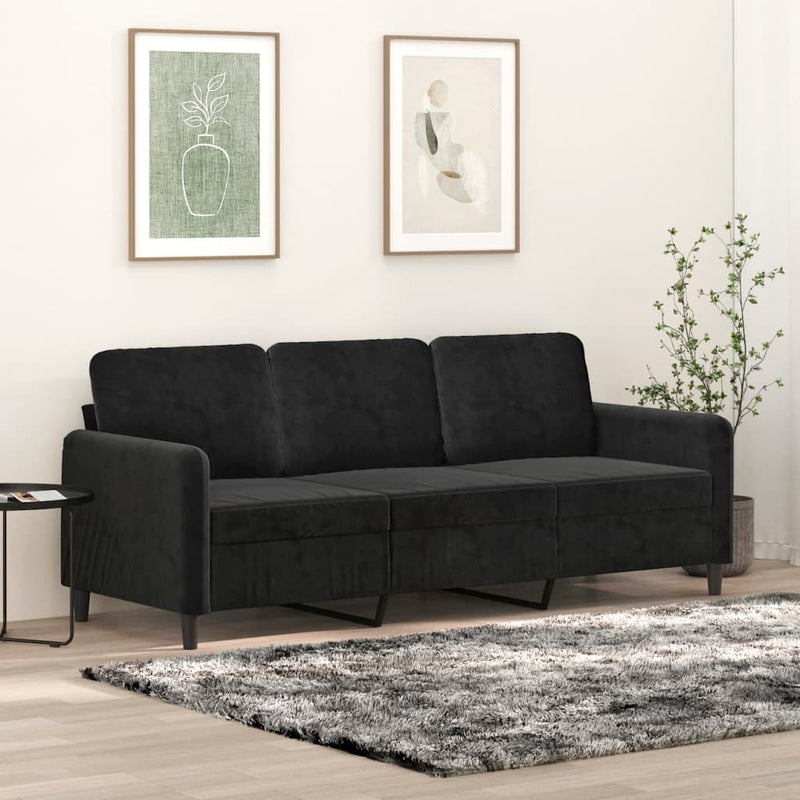 3-Seater Sofa Black 180 cm Velvet