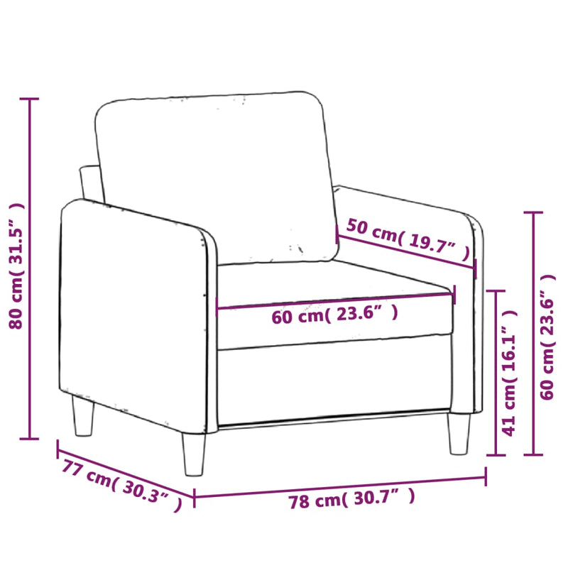 vidaXL Sofa Chair Dark Grey 60 cm Fabric