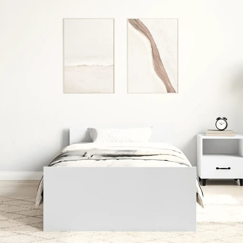 Bed Frame without Mattress White 90x190 cm Engineered Wood