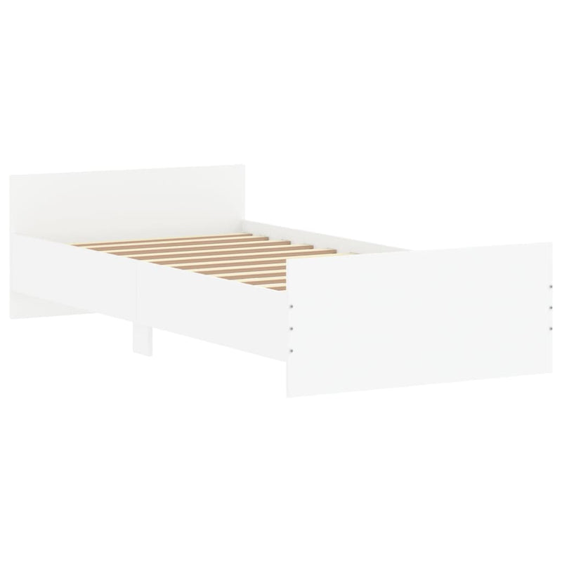 Bed Frame White 92x187 cm Single Size Engineered Wood