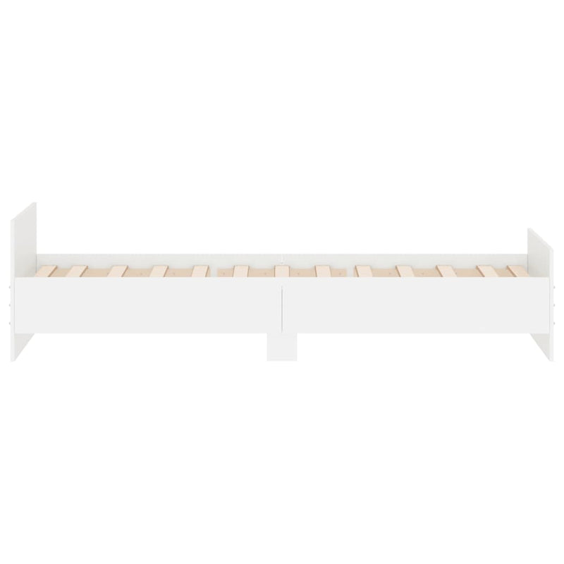 Bed Frame White 92x187 cm Single Size Engineered Wood