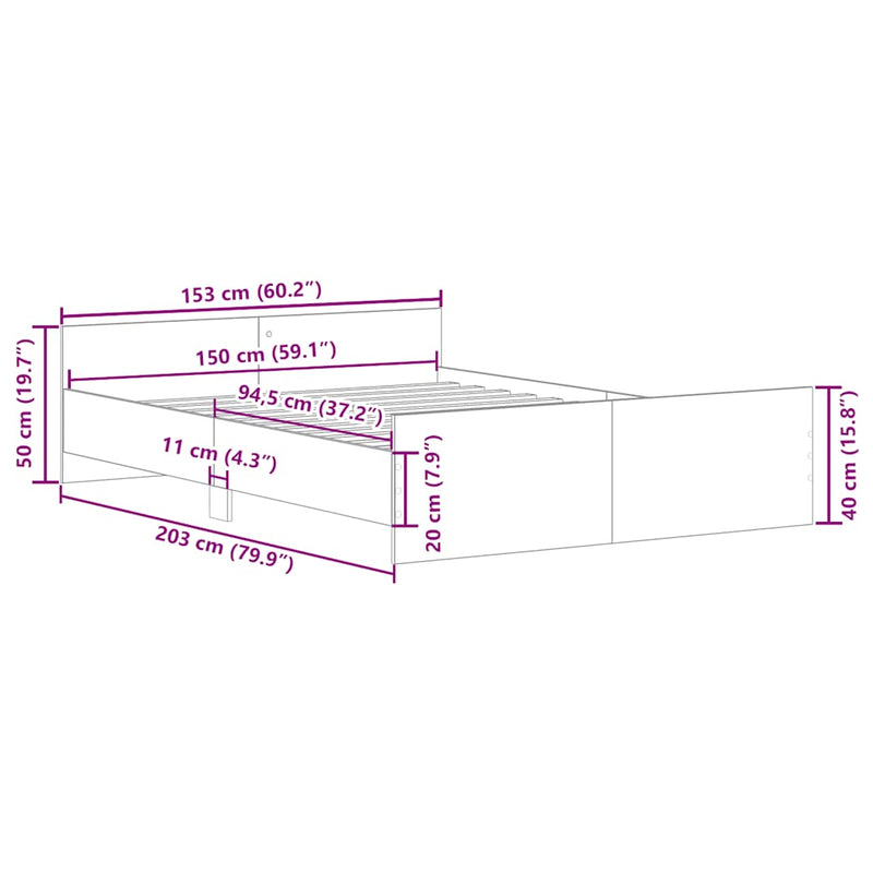 vidaXL Bed Frame without Mattress White 150x200 cm