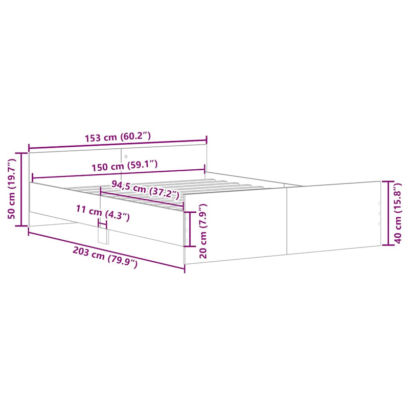 vidaXL Bed Frame without Mattress Sonoma Oak 150x200 cm