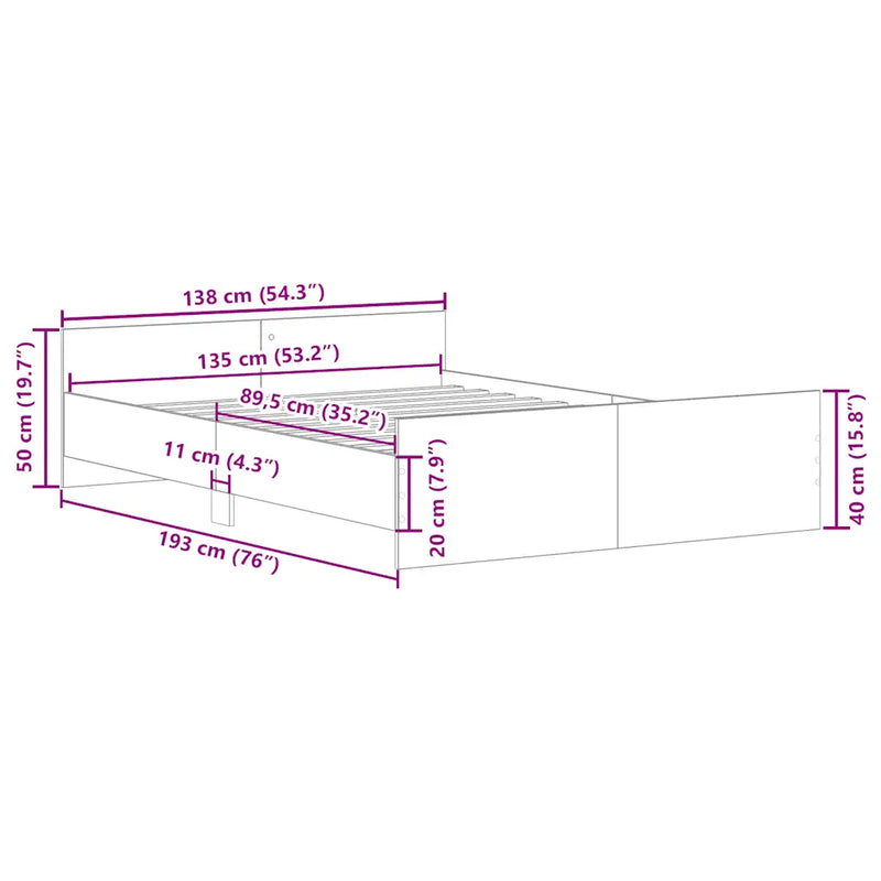 Bed Frame without Mattress White 135x190 cm