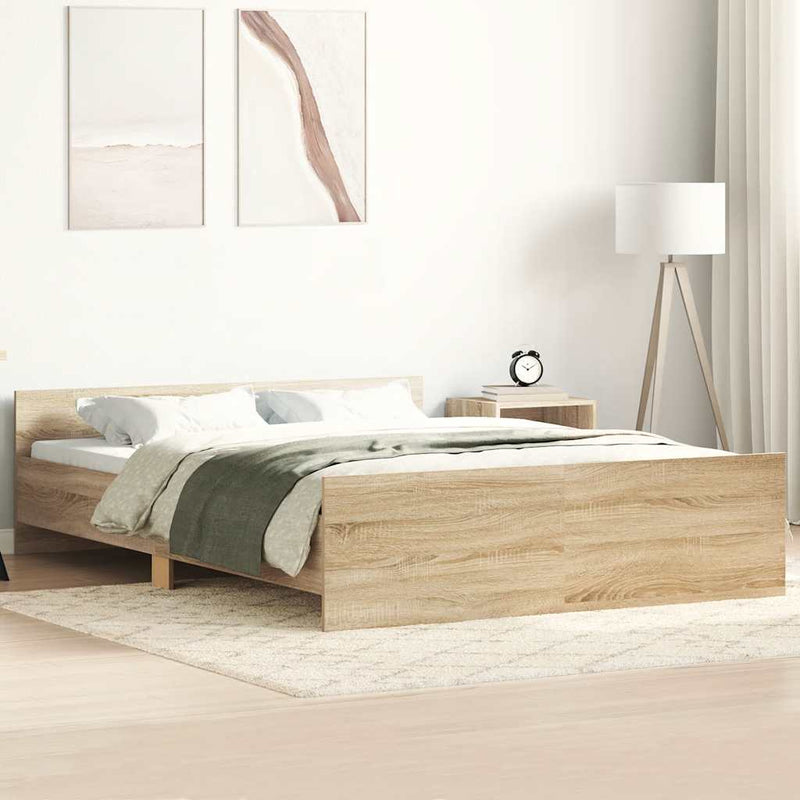 vidaXL Bed Frame without Mattress Sonoma Oak 135x190 cm