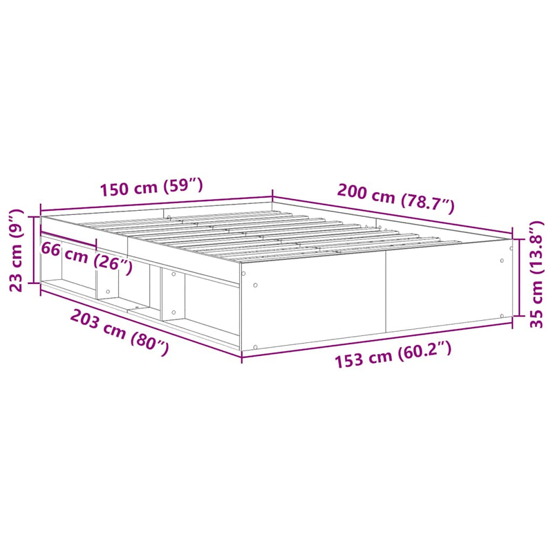 vidaXL Bed Frame without Mattress White 150x200 cm