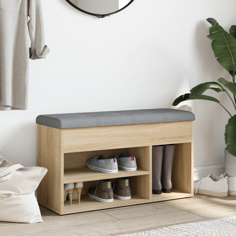 vidaXL Shoe Bench Sonoma Oak 82x32x45,5 cm Engineered Wood