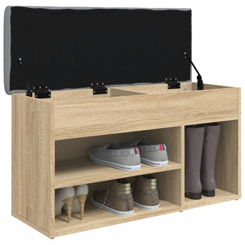 vidaXL Shoe Bench Sonoma Oak 82x32x45,5 cm Engineered Wood