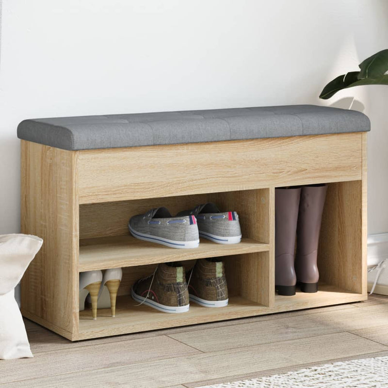 vidaXL Shoe Bench Sonoma Oak 82x32x45,5 cm Engineered Wood