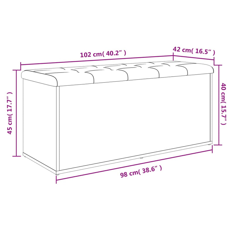 vidaXL Storage Bench White 102x42x45 cm Engineered Wood