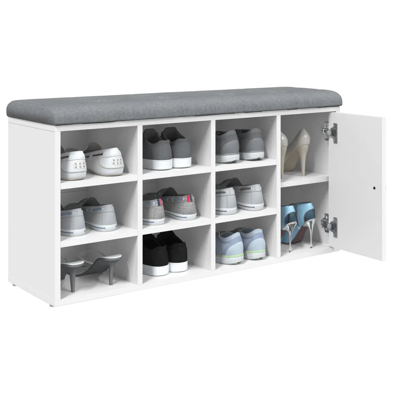 Shoe Bench White 102x32x50 cm Engineered Wood