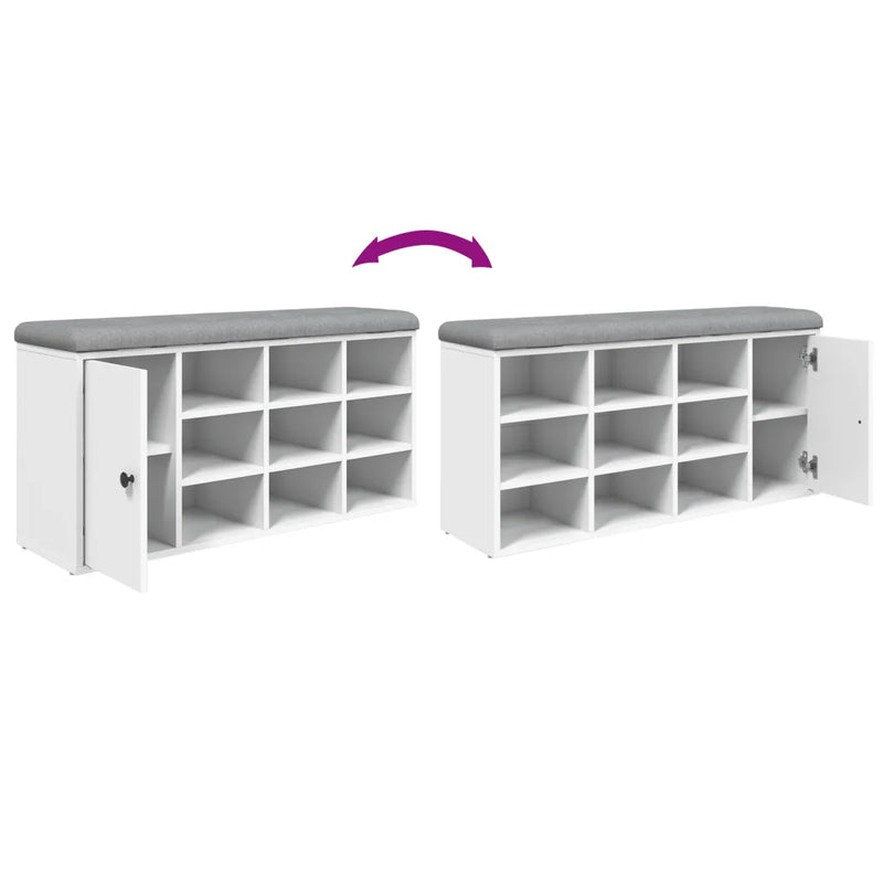 Shoe Bench White 102x32x50 cm Engineered Wood