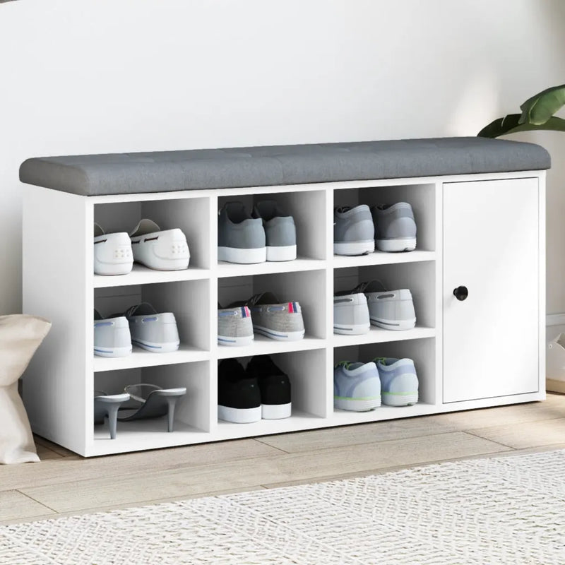 Shoe Bench White 102x32x50 cm Engineered Wood