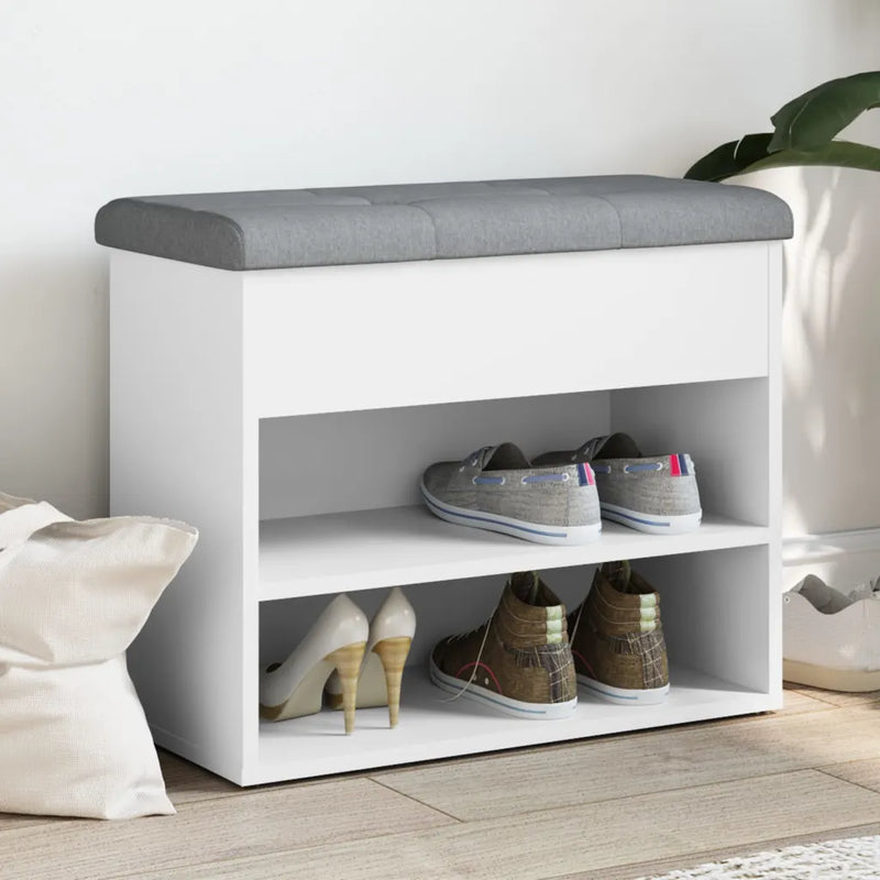 Shoe Bench White 62x32x50 cm Engineered Wood