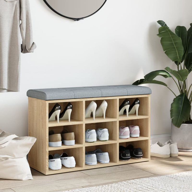 vidaXL Shoe Bench Sonoma Oak 82x32x50 cm Engineered Wood