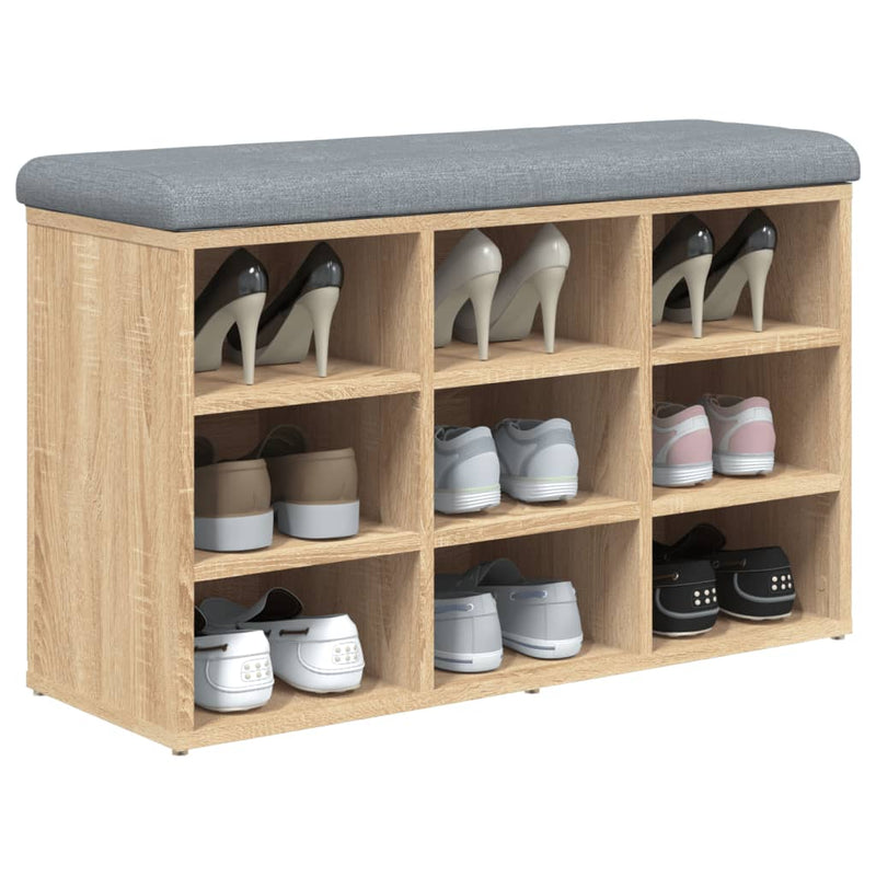 vidaXL Shoe Bench Sonoma Oak 82x32x50 cm Engineered Wood