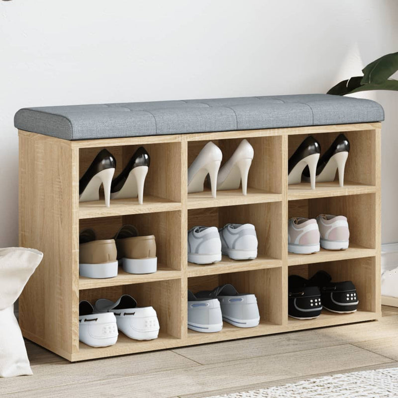 vidaXL Shoe Bench Sonoma Oak 82x32x50 cm Engineered Wood