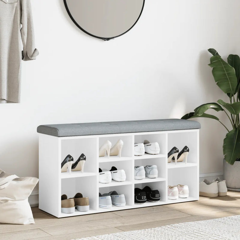 Shoe Bench White 102x32x50 cm Engineered Wood