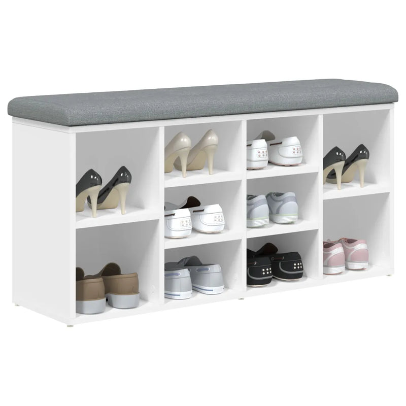 Shoe Bench White 102x32x50 cm Engineered Wood