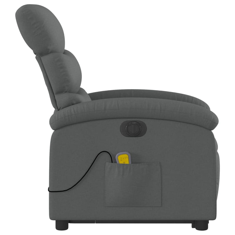 vidaXL Electric Stand up Massage Recliner Chair Dark Grey Fabric