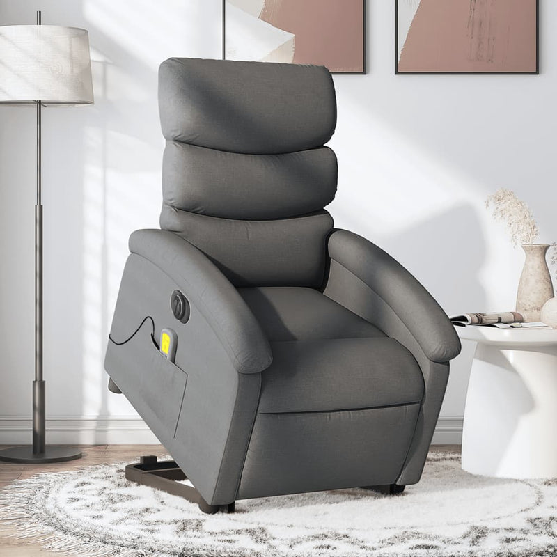vidaXL Electric Stand up Massage Recliner Chair Dark Grey Fabric