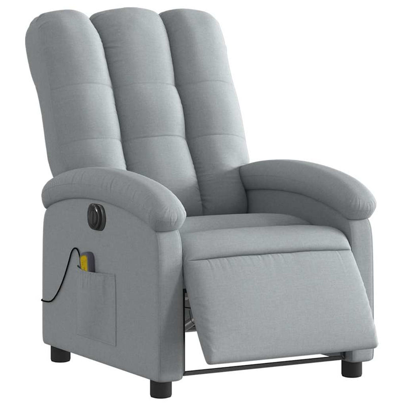 vidaXL Electric Massage Recliner Chair Light Grey Fabric
