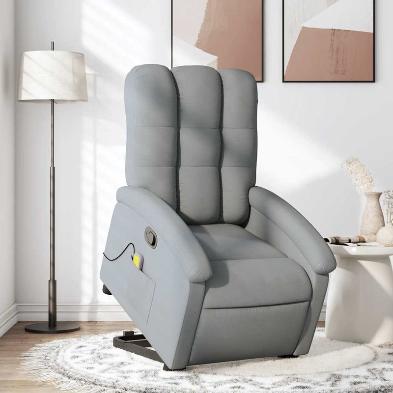 vidaXL Stand up Massage Recliner Chair Light Grey Fabric
