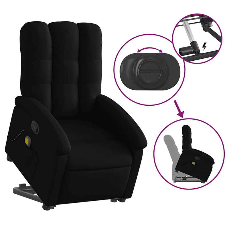 vidaXL Stand up Massage Recliner Chair Black Fabric