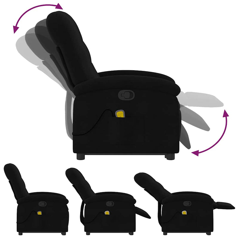 vidaXL Stand up Massage Recliner Chair Black Fabric