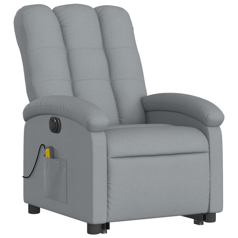 vidaXL Electric Stand up Massage Recliner Chair Light Grey Fabric