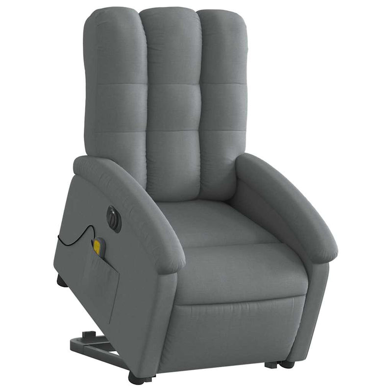 vidaXL Electric Stand up Massage Recliner Chair Dark Grey Fabric
