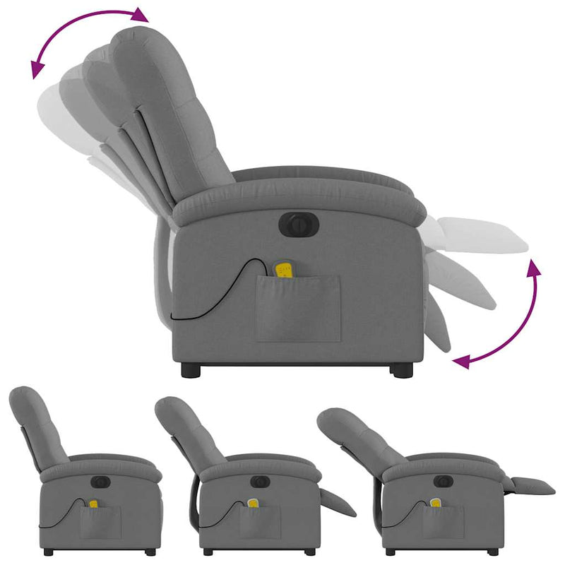 vidaXL Electric Stand up Massage Recliner Chair Dark Grey Fabric