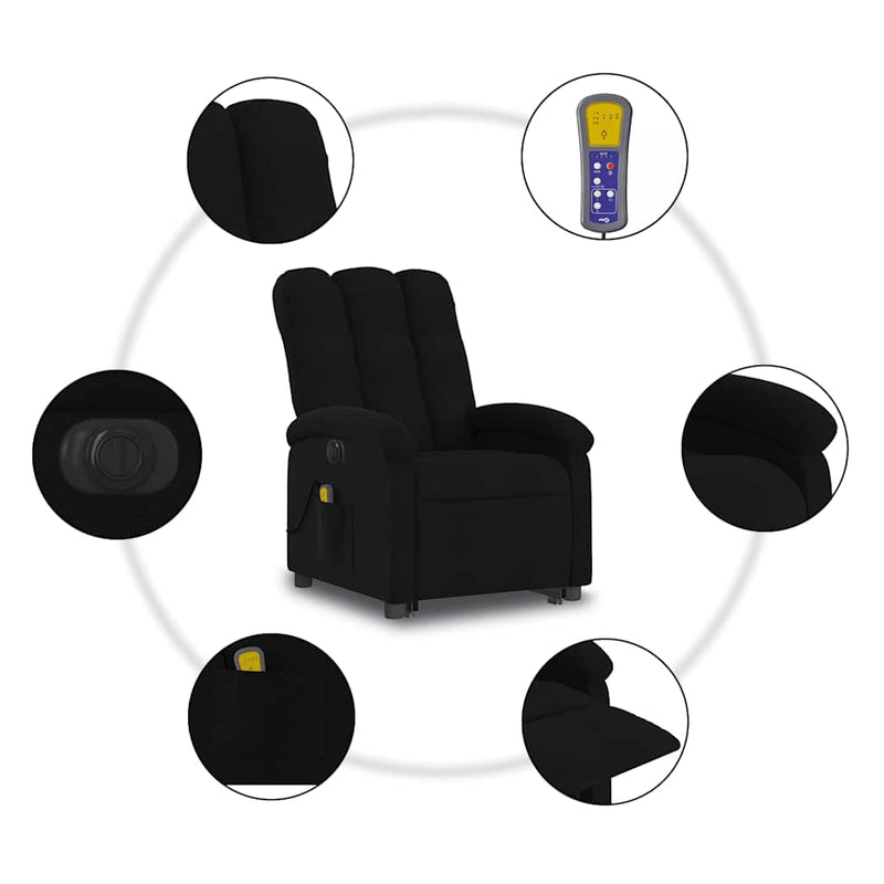 vidaXL Electric Stand up Massage Recliner Chair Black Fabric