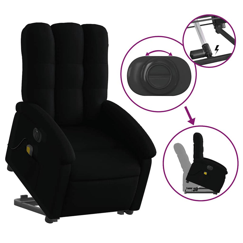 vidaXL Electric Stand up Massage Recliner Chair Black Fabric