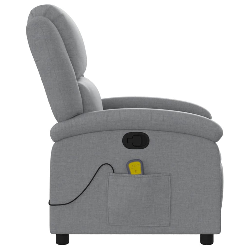 vidaXL Massage Recliner Chair Light Grey Fabric