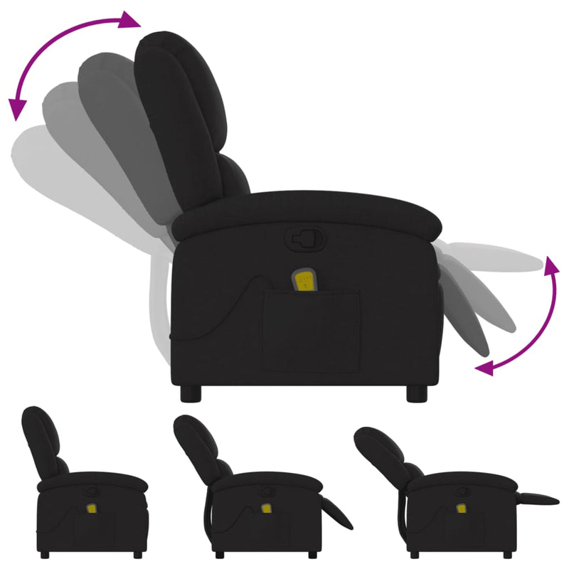 vidaXL Massage Recliner Chair Black Fabric