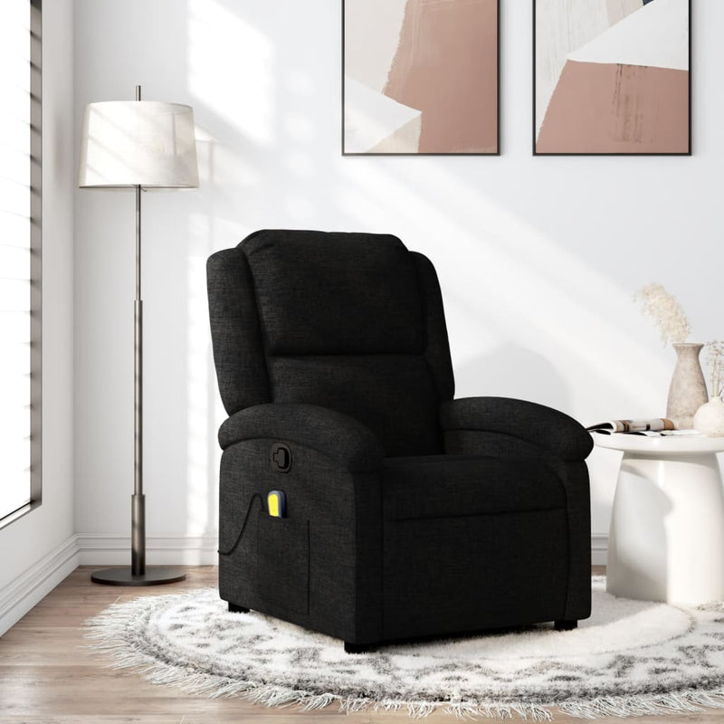 vidaXL Massage Recliner Chair Black Fabric