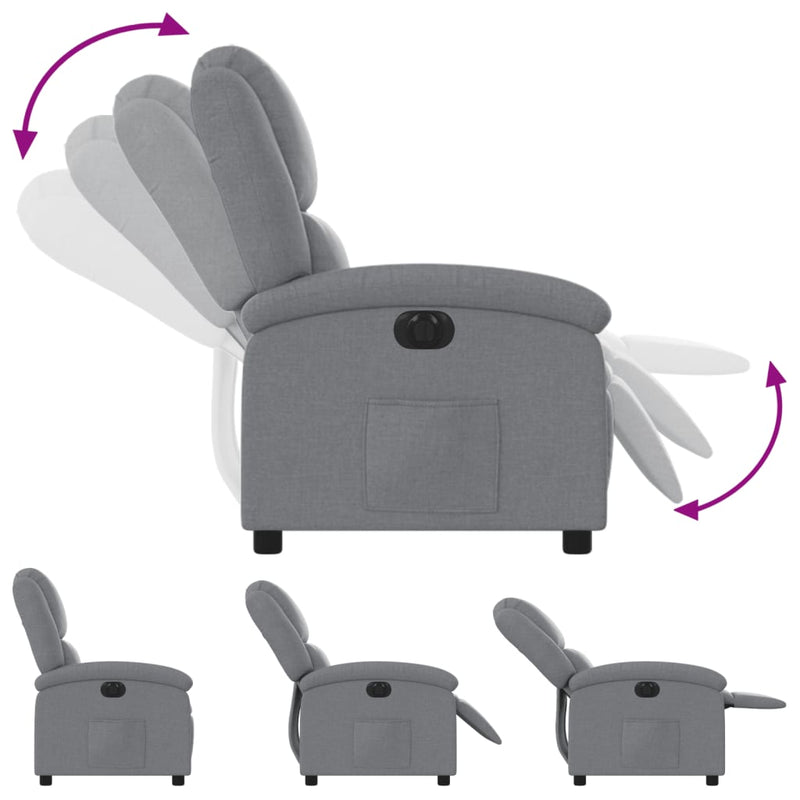 vidaXL Electric Recliner Chair Light Grey Fabric