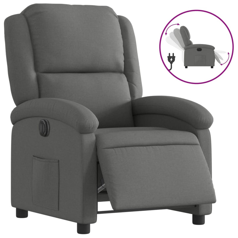 vidaXL Electric Recliner Chair Dark Grey Fabric