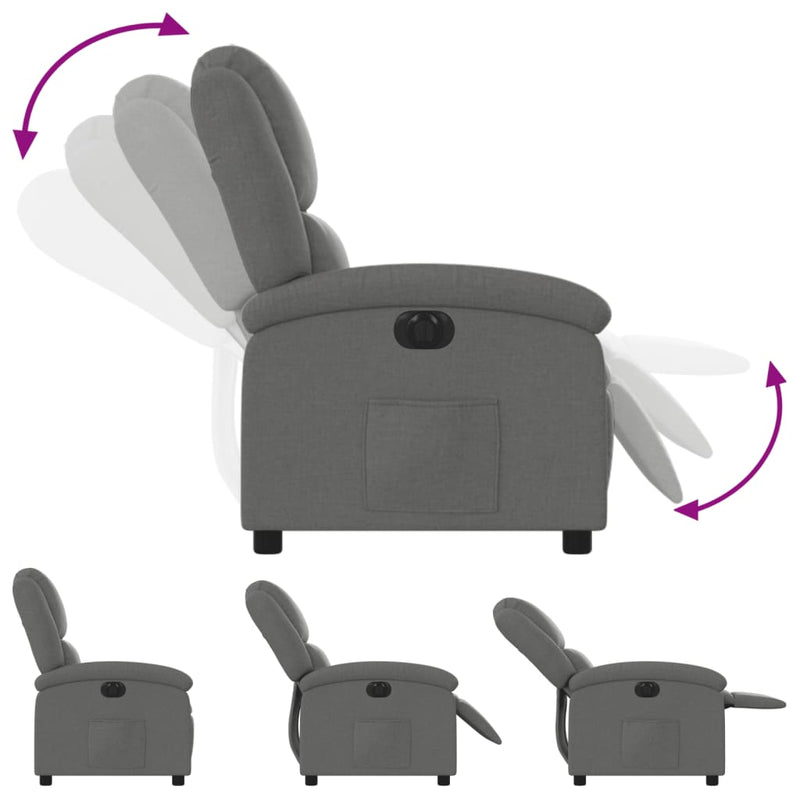 vidaXL Electric Recliner Chair Dark Grey Fabric