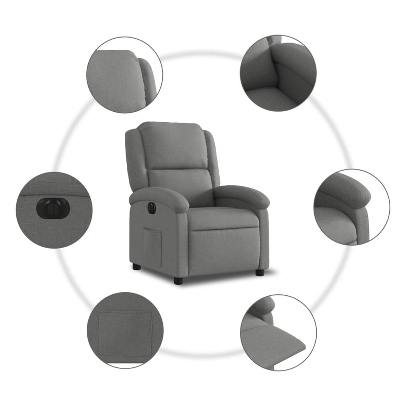 vidaXL Electric Recliner Chair Dark Grey Fabric